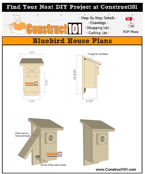 bluebird house plans using a 1 by 6 board